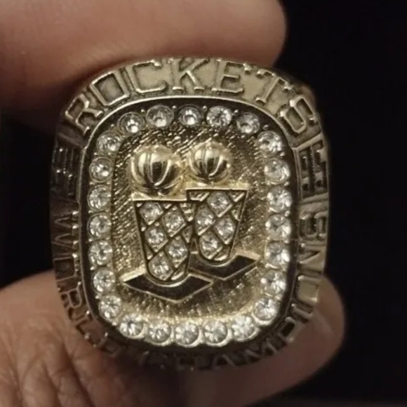 HAKEEM OLAJUWON SIZE 11 BACK TO BACK 1995 ROCKETS NBA CHAMPION RING,BOX & POSTER - Picture 3 of 17